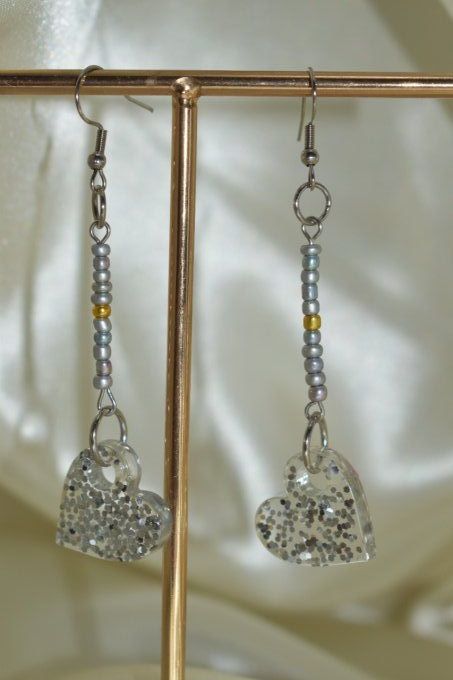 Boucles d'oreilles pendantes argentées