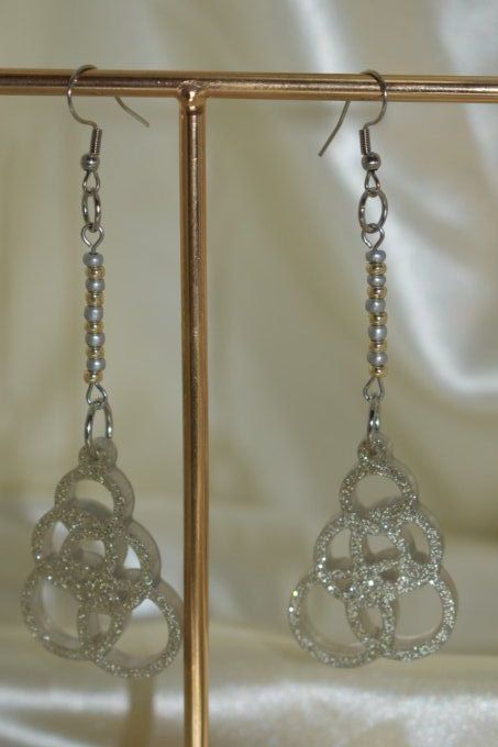 Boucles d'oreilles pendantes argentées 